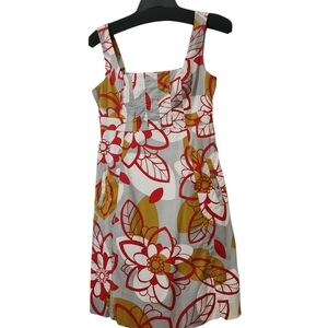 Maeve Floral Mini Dress - Red and Gold